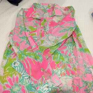 Lilly Pulitzer Pink and Green Floral Swim Coverup